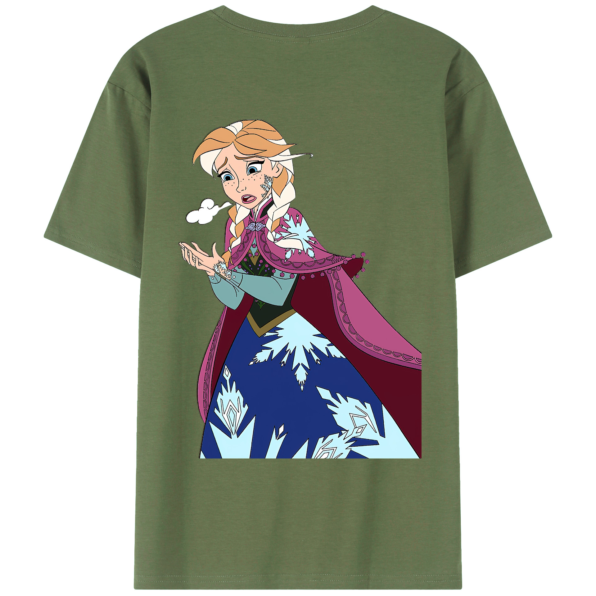 （画像用） アナと雪の女王 アンナ エルサ Frozen Anna Elsa 綿100％ メンズ半袖Tシャツ（バックプリント） 通気性